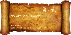 Mahács Andor névjegykártya